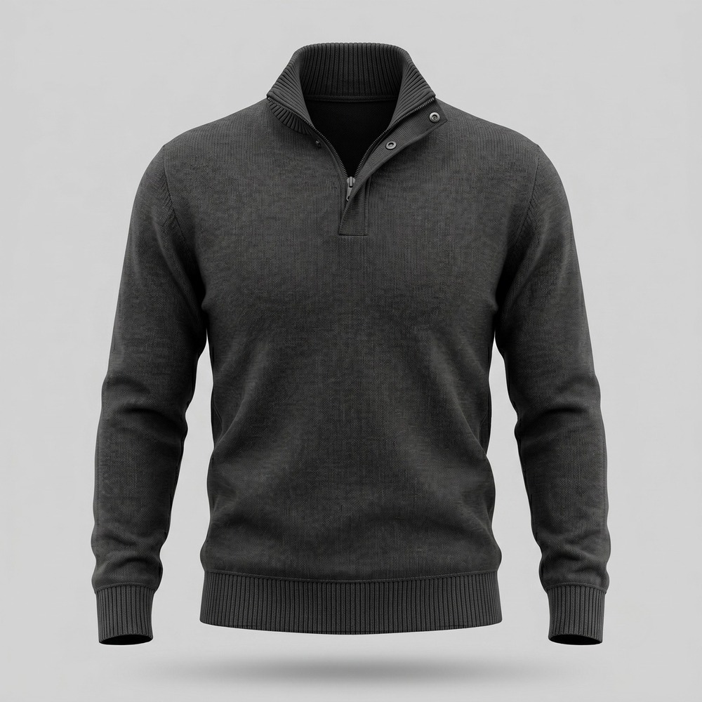 East River Mens Large Gray Sweater Quarter Zip Mock Neck Vintage‎ Knit Pullover